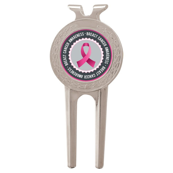 Golf Divot Tool with Full Color Insert - Silver