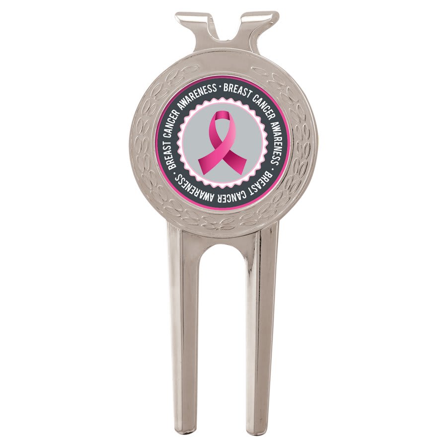 Golf Divot Tool with Full Color Insert - Silver