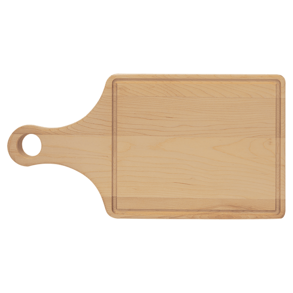 Maple Cutting Board Paddle Shape with Drip Ring 13 1/2" x 7"