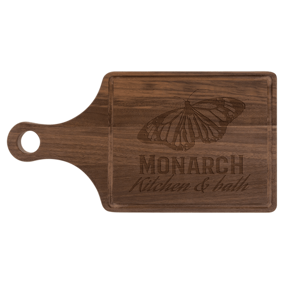 Walnut Cutting Board Paddle Shape with Drip Ring 13 1/2" x 7"