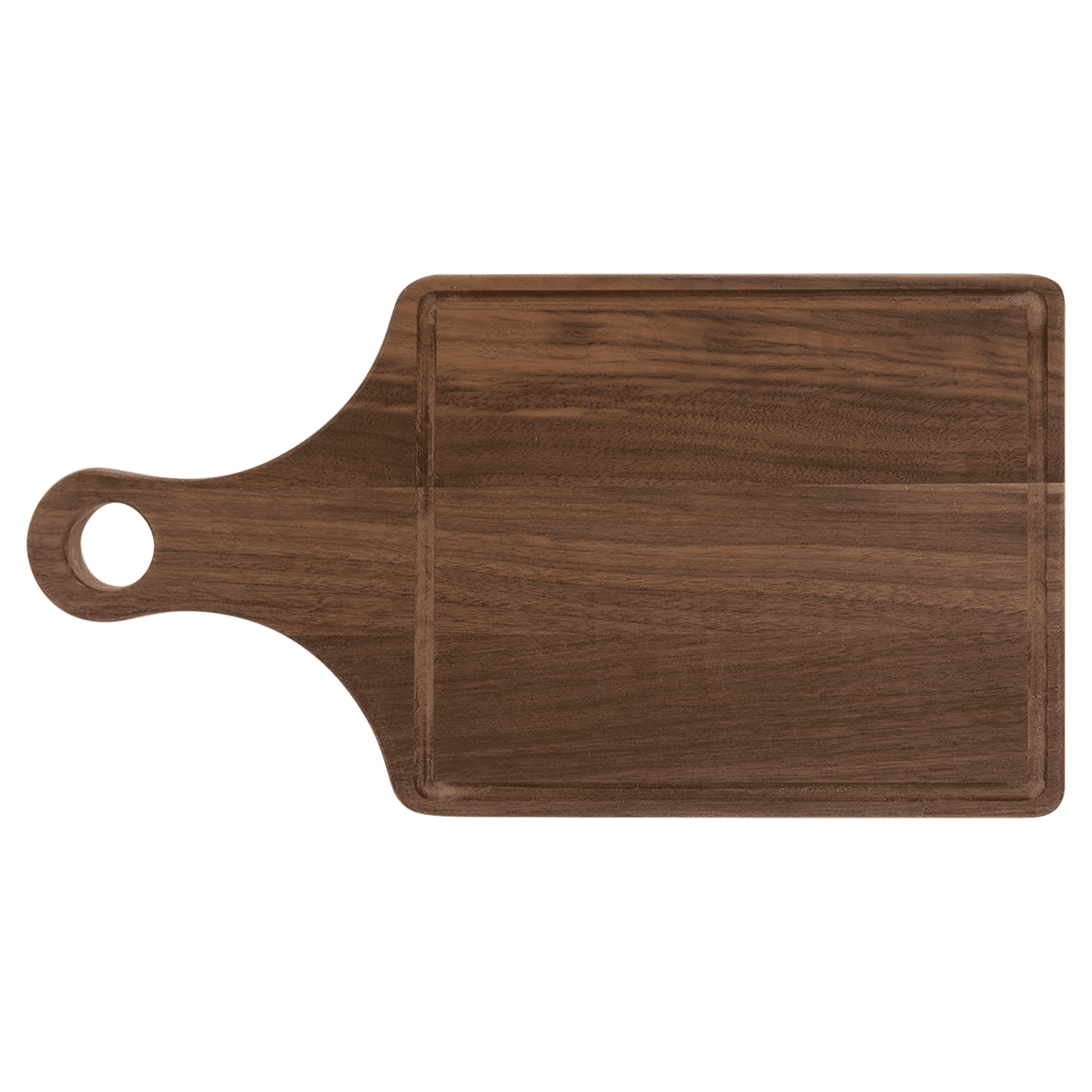 Walnut Cutting Board Paddle Shape with Drip Ring 13 1/2" x 7" - 0