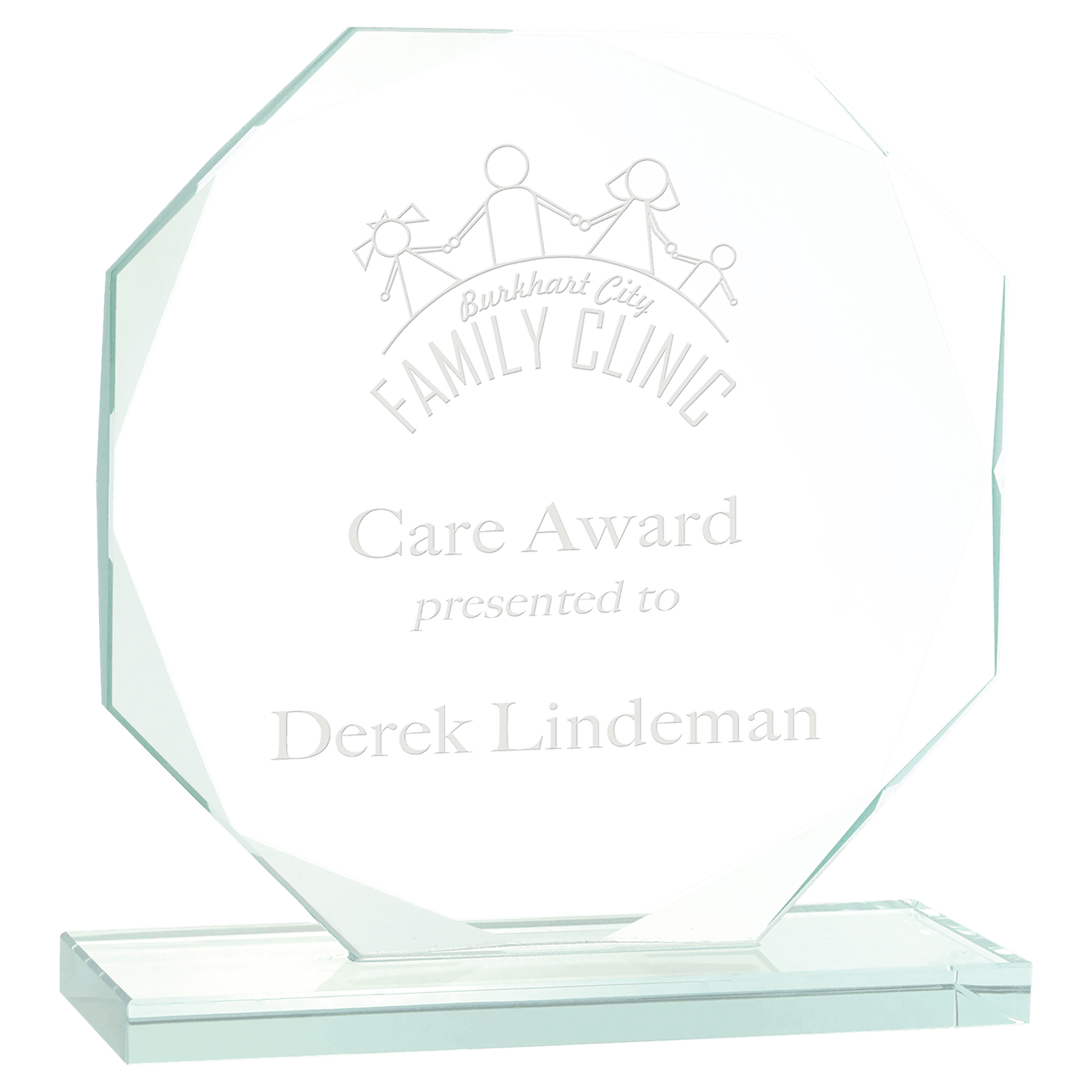 JGS12 - 6 1/2" Octagon Jade Glass Award