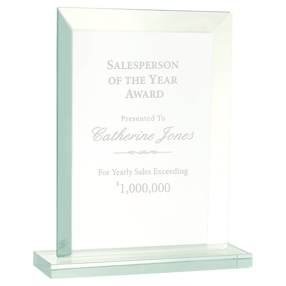 JGS63 - 8 1/2" Rectangle Jade Glass Award