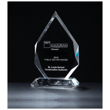 K9045 - 5" x 7 5/8" Flame Series Multi-Faceted Optical Crystal Award