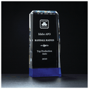 K9052 - 4" x 8 3/4" Premium Series Clear Crystal with Cobalt Blue Crystal Base Blue Crystal Base