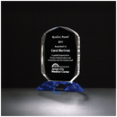 K9062 - 6 7/8" x 9 1/4" Diamond Series Clear Crystal Award with Cobalt Blue Crystal Base