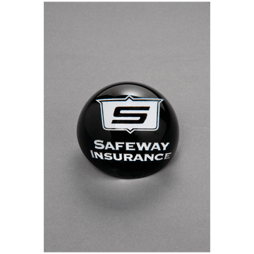 K9100 - 3" Diameter Crystal Paperweight with Black Silk Screen