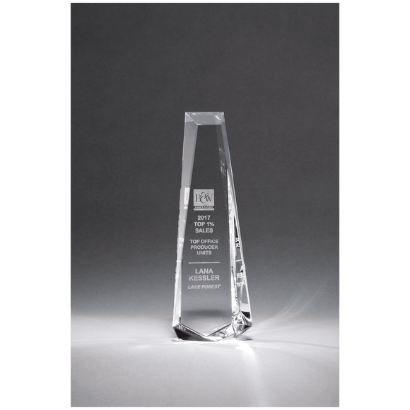 K9200 - 5 1/8" x 11" x 2" (Tapered) Crystal Obelisk
