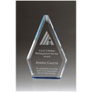 K9298 - 5 7/8" x 9" Flame Series Clear Crystal Award with Blue Accented Bottom