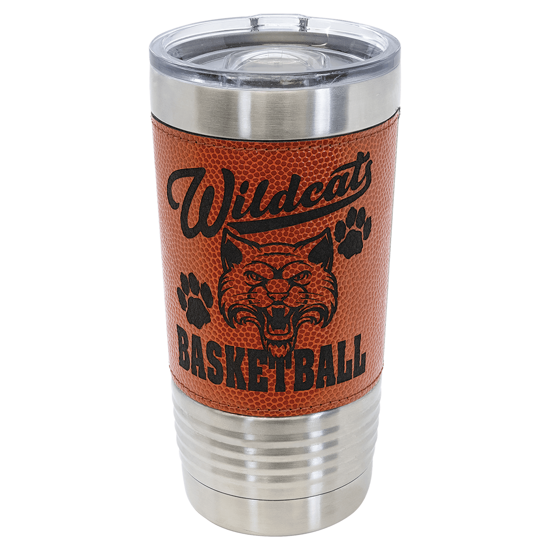 Basketball Leatherette Polar Camel Tumbler with Slider Lid