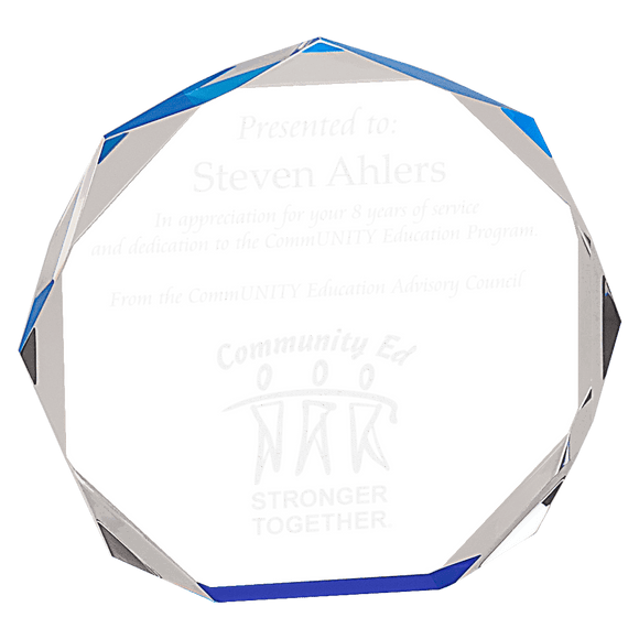 OCT7BU - 7" Blue Octagon Acrylic Award