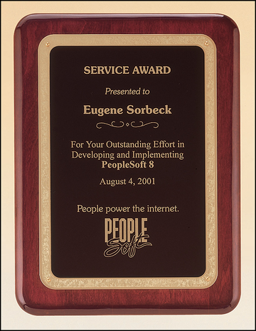 Rosewood Stained Piano Finish Plaque with Gold Florentine Border and Black Textured Center P3741, P3742, P3743, P3744, P3770