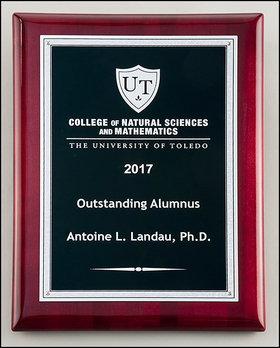 Silver Florentine Border with Textured Black Center on Rosewood Piano-Finish Plaque P5051, P5052, P5053