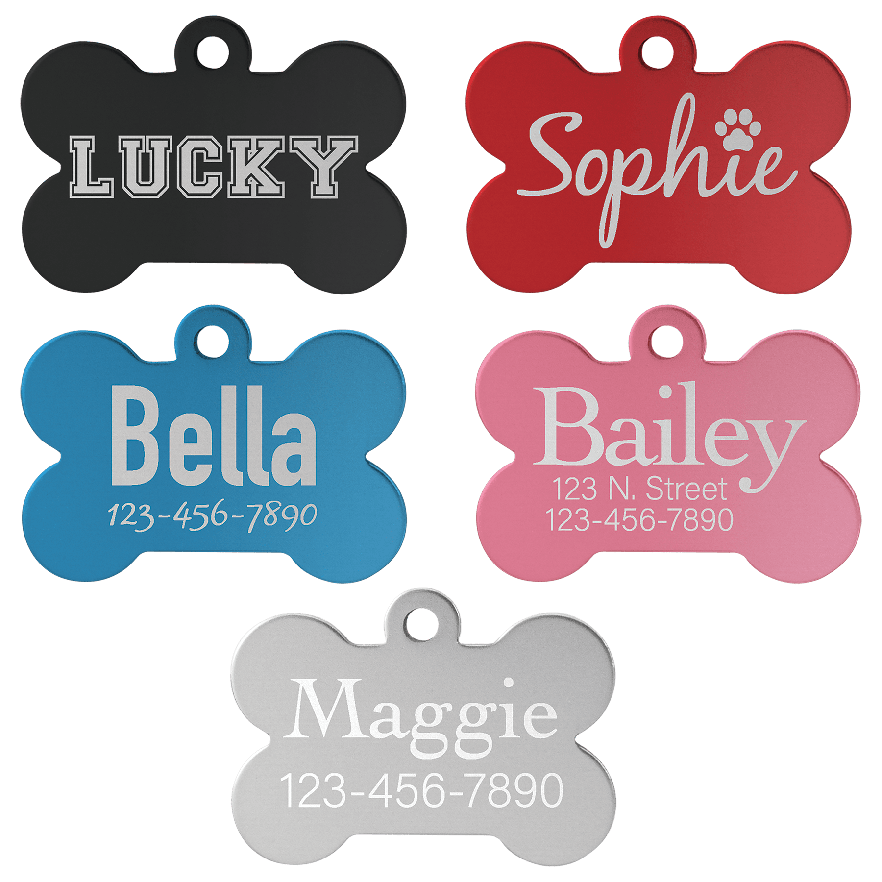 Laserable Anodized Aluminum Bone Pet Tag - Large