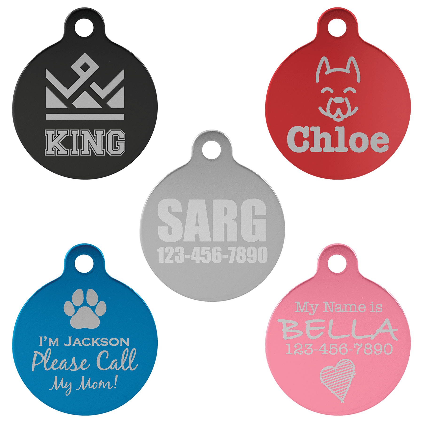 Laser Engraved Anodized Aluminum Round Pet ID Tag