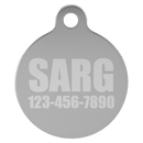 Laser Engraved Anodized Aluminum Round Pet ID Tag