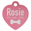 Laser Engraved Anodized Aluminum Heart Pet ID Tag