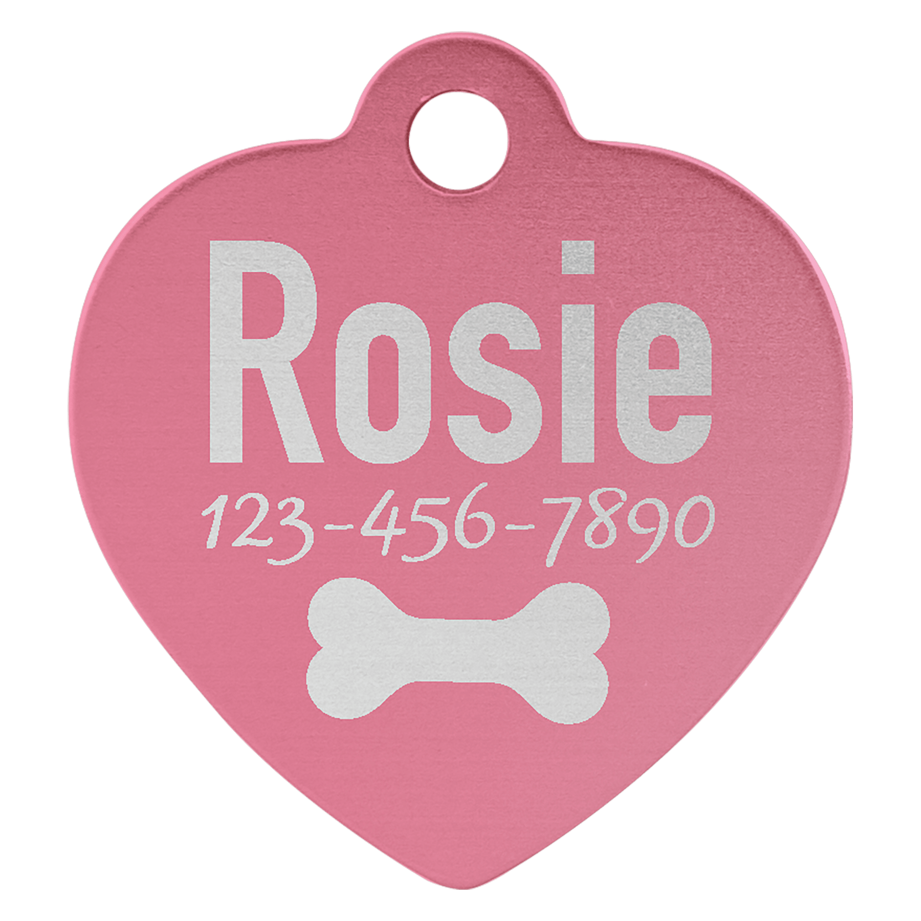 Laser Engraved Anodized Aluminum Heart Pet ID Tag