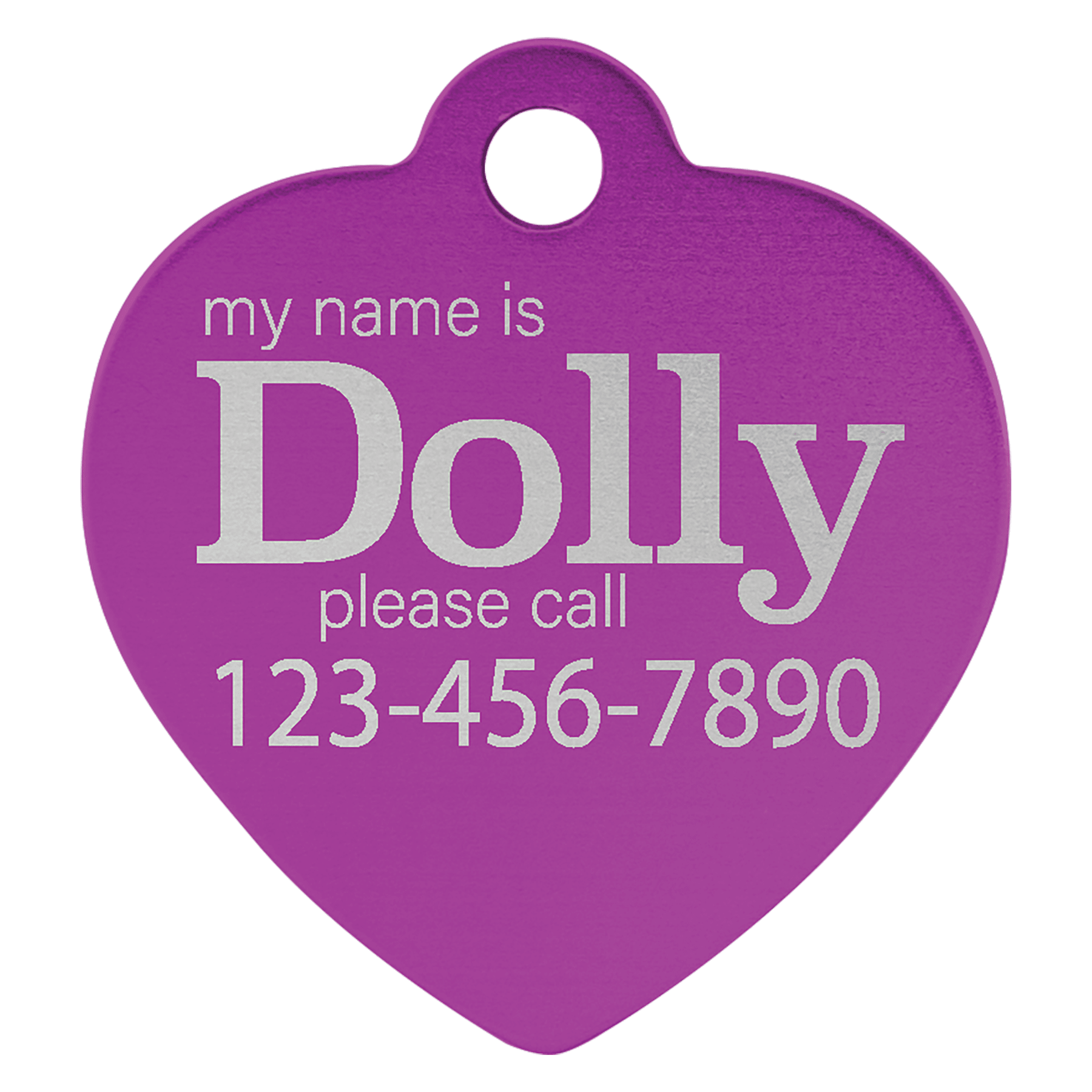 Laser Engraved Anodized Aluminum Heart Pet ID Tag