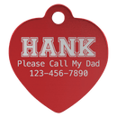 Laser Engraved Anodized Aluminum Heart Pet ID Tag