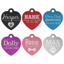 Laser Engraved Anodized Aluminum Heart Pet ID Tag