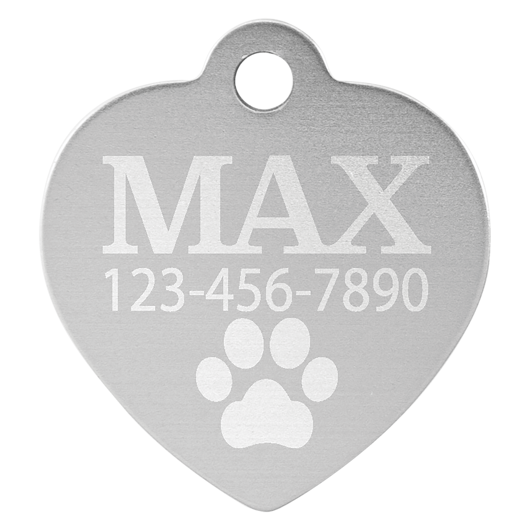 Laser Engraved Anodized Aluminum Heart Pet ID Tag