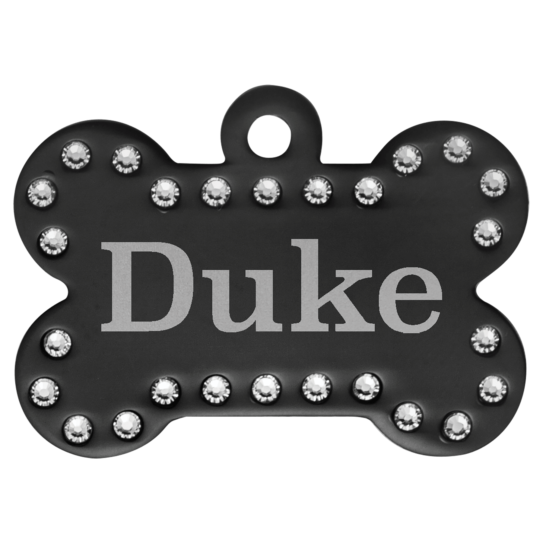 Laser Engraved Anodized Aluminum Swarovski Bling Bone Pet ID Tag