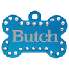 Laser Engraved Anodized Aluminum Swarovski Bling Bone Pet ID Tag