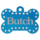 Laser Engraved Anodized Aluminum Swarovski Bling Bone Pet ID Tag