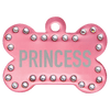 Laser Engraved Anodized Aluminum Swarovski Bling Bone Pet ID Tag