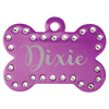 Laser Engraved Anodized Aluminum Swarovski Bling Bone Pet ID Tag