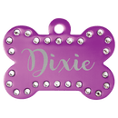 Laser Engraved Anodized Aluminum Swarovski Bling Bone Pet ID Tag