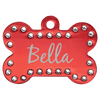 Laser Engraved Anodized Aluminum Swarovski Bling Bone Pet ID Tag