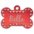 Laser Engraved Anodized Aluminum Swarovski Bling Bone Pet ID Tag