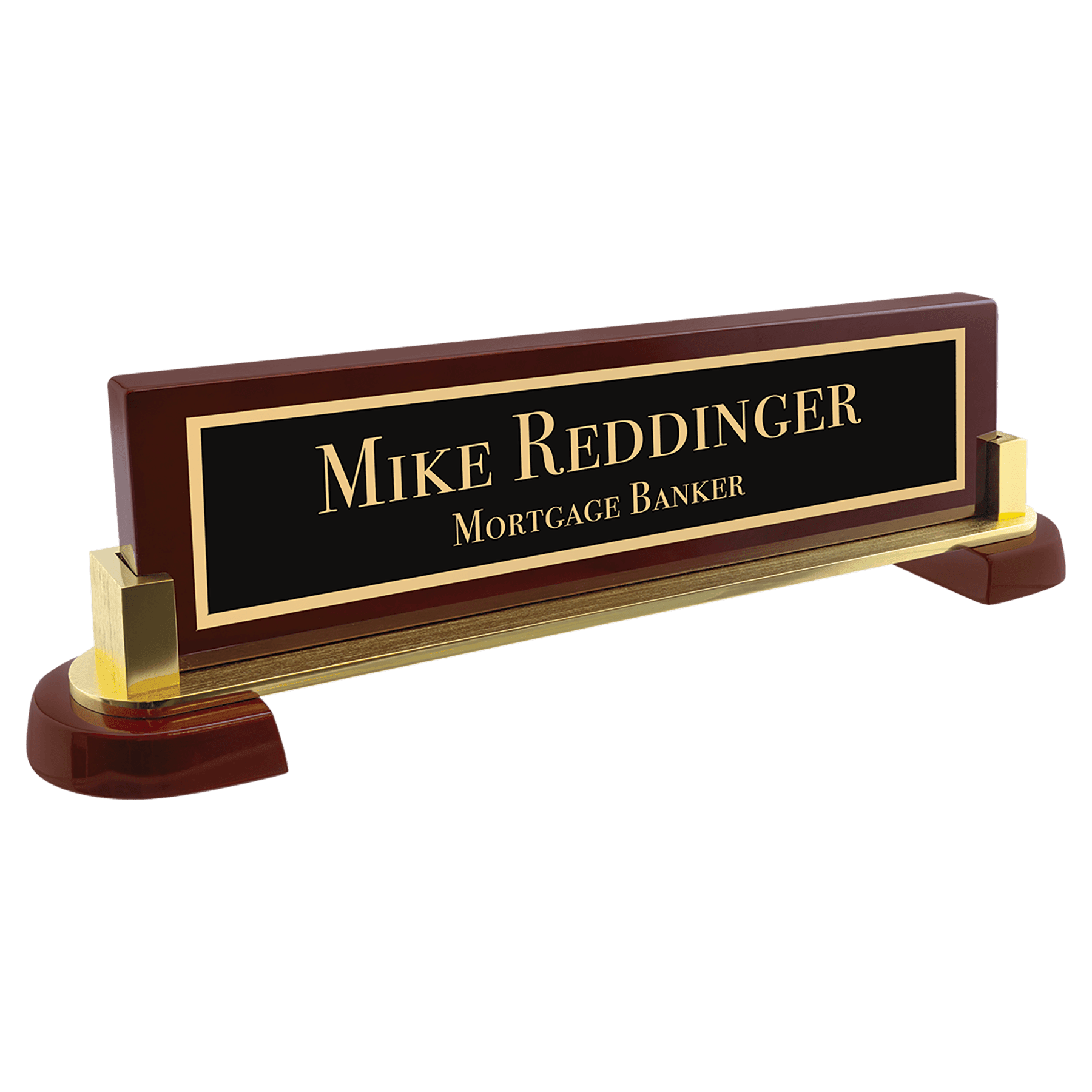PNA310 - 12 1/2" x 3 1/4" Rosewood Piano Finish and Metal Name Bar
