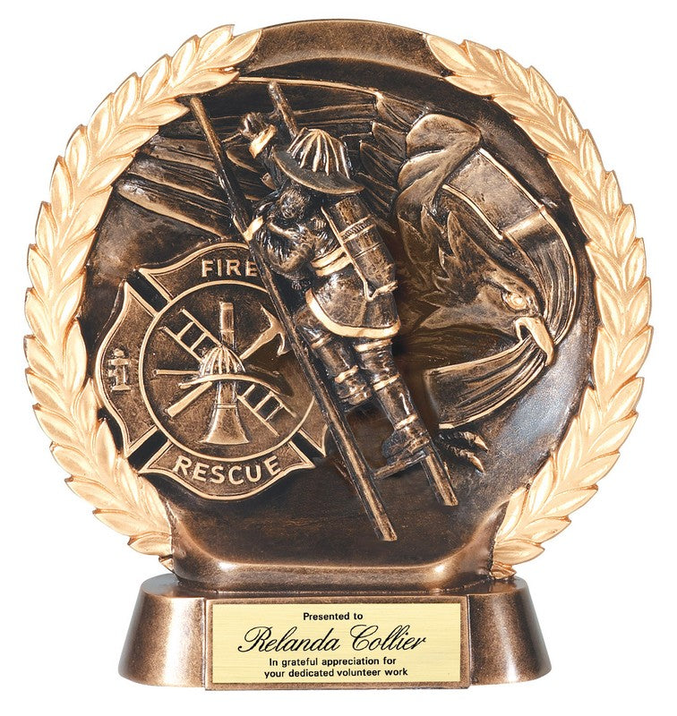 Resin Plate Fireman Award Trophy