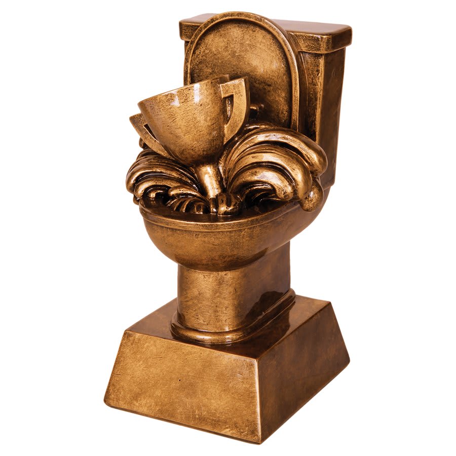 Antique Gold Toilet Loser Resin Trophy