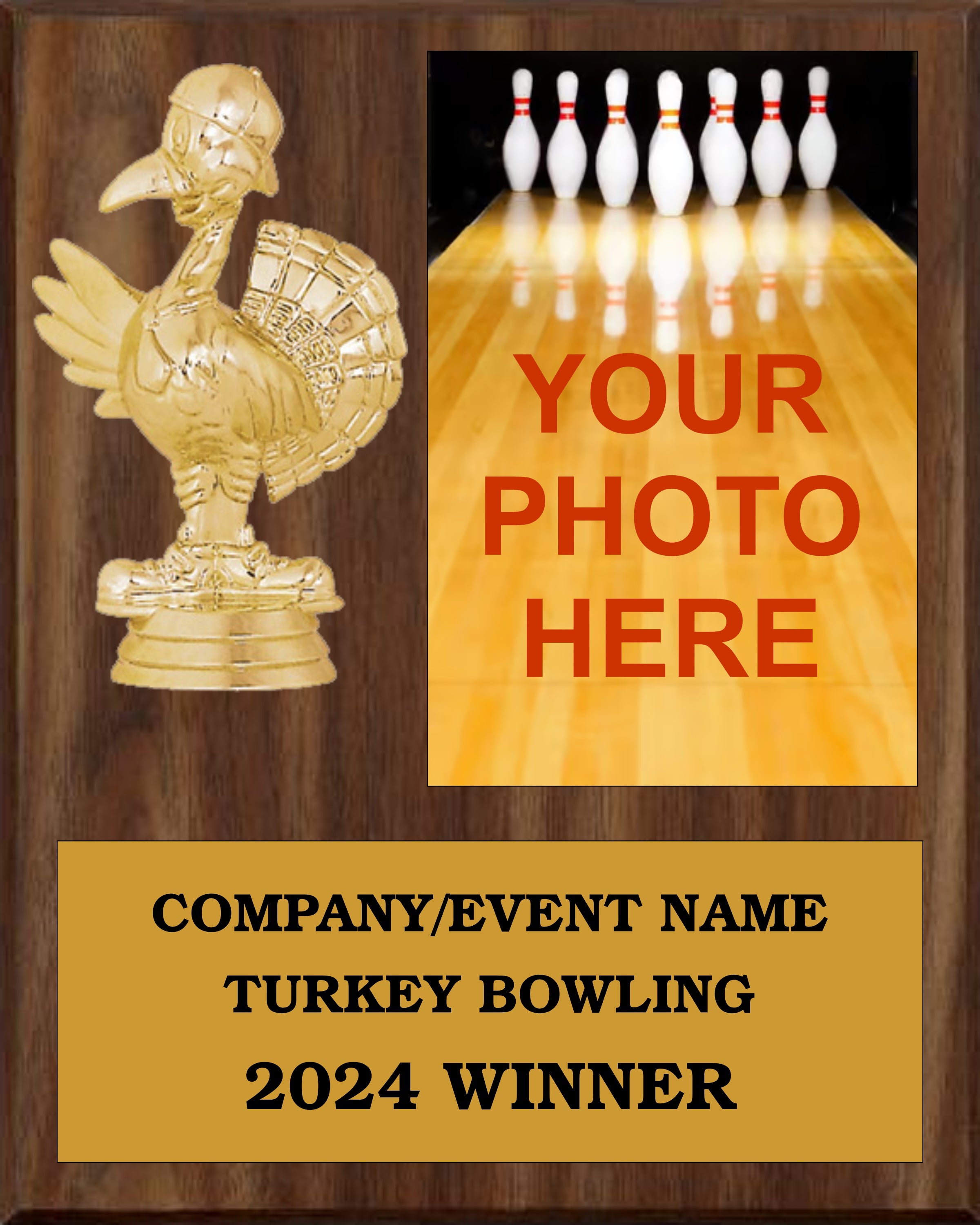 Turkey Bowling Plaque 8x10