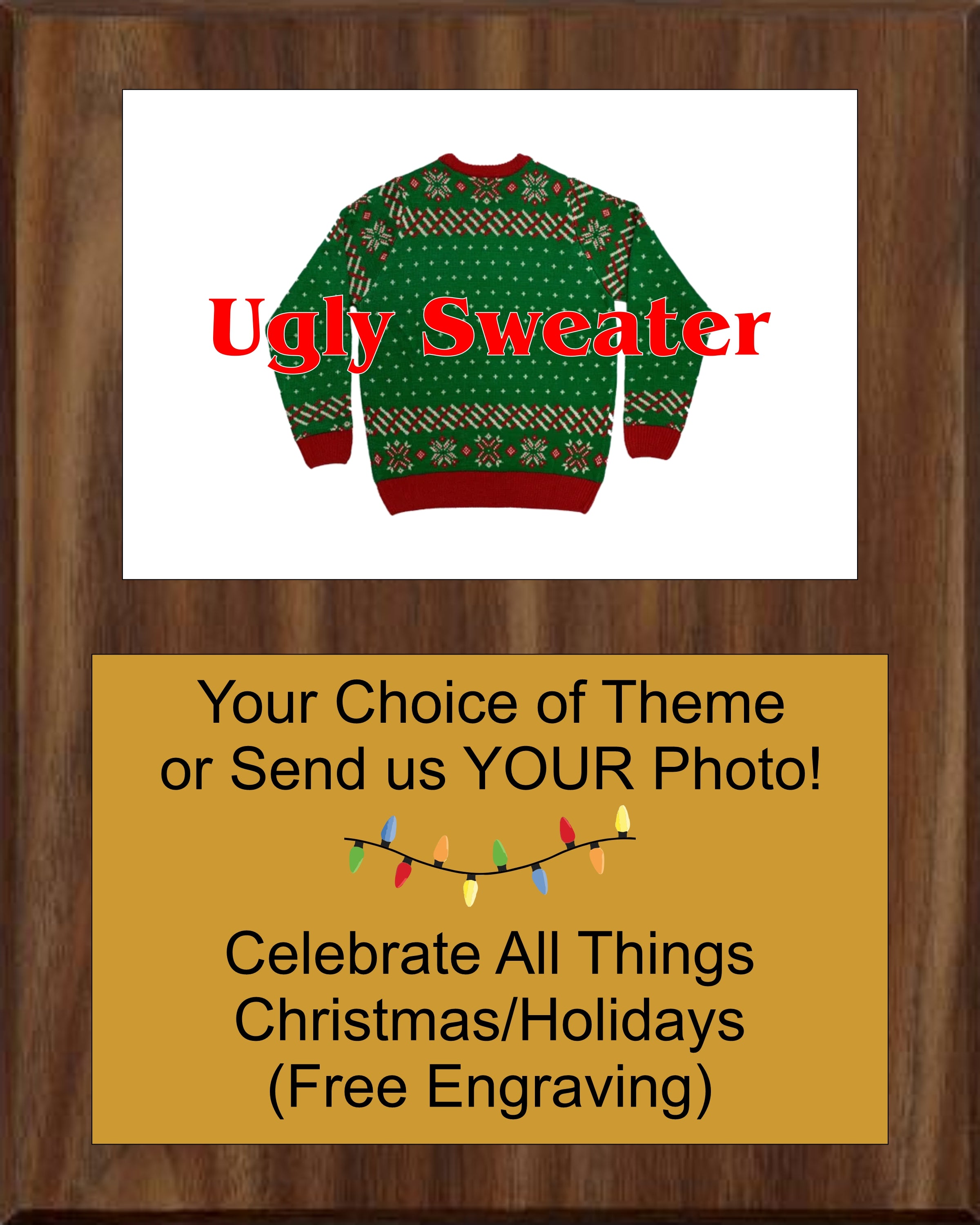 Christmas/Holidays Theme Celebration Photo Plaque 8x10 - Ugly Sweater Plaque