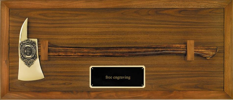 42 x 18 Walnut Fireman Axe Holder Plaque